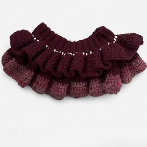 Burgundy and Pink Ruffled crochet mini skirt
